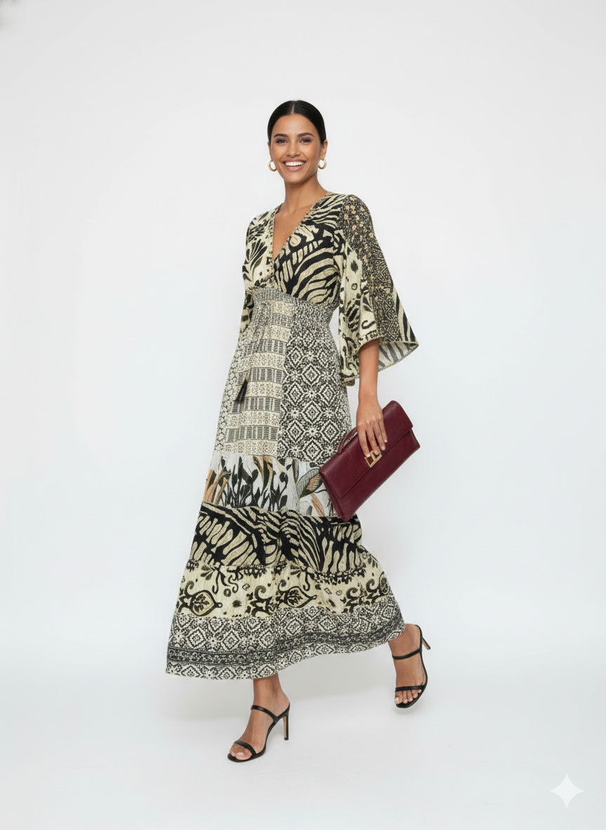 VESTIDO BOHEMIO "SOMBRA DE PALMERA"
