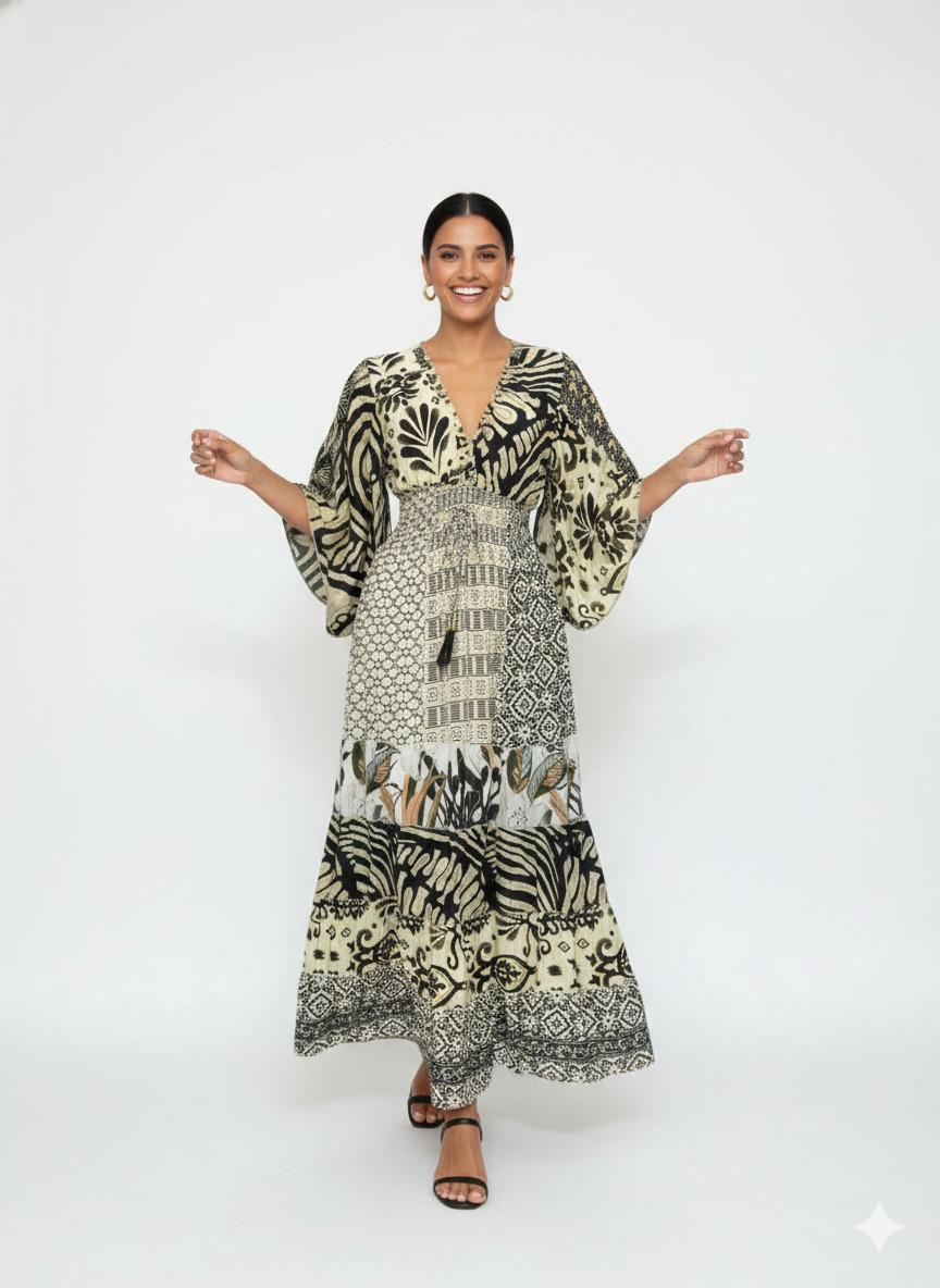 VESTIDO BOHEMIO "SOMBRA DE PALMERA"