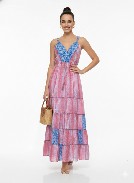 VESTIDO LARGO BOHEMIO " OLAS DORADAS"