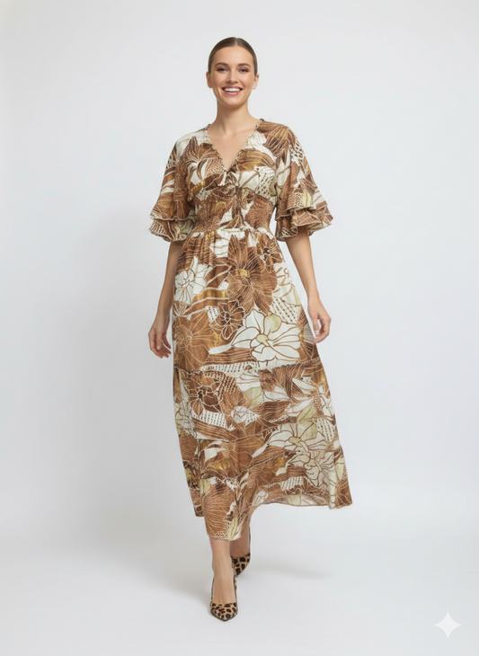 VESTIDO BOHEMIO"ENCANTO DE HOJAS"