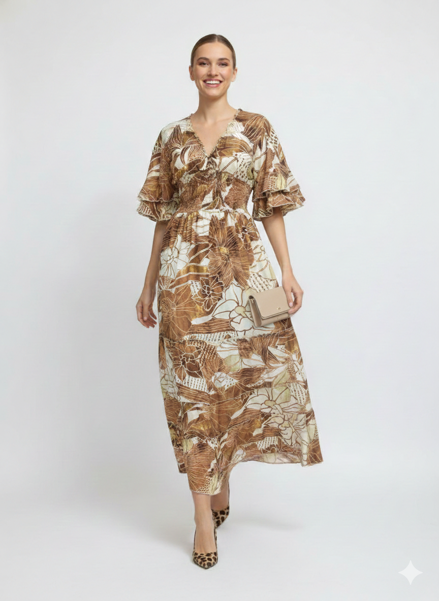 VESTIDO BOHEMIO"ENCANTO DE HOJAS"