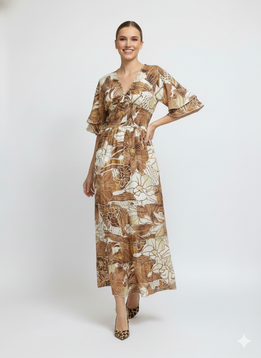 VESTIDO BOHEMIO"ENCANTO DE HOJAS"