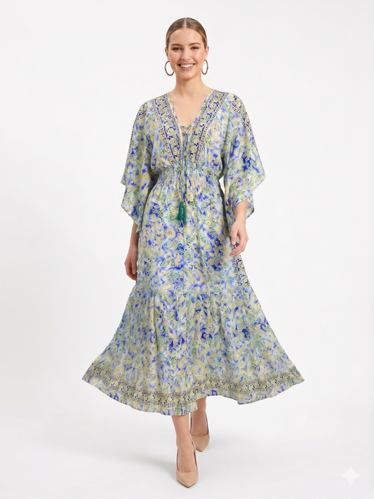 VESTIDO LARGO BOHO "TARDE MEDITERRANEA"