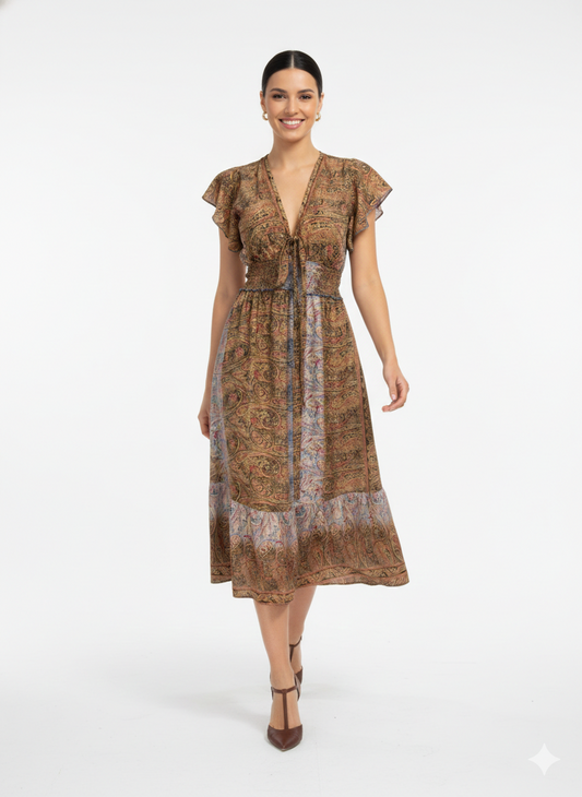 VESTIDO LARGO BOHEMIO "SUEÑO DE CORAL"