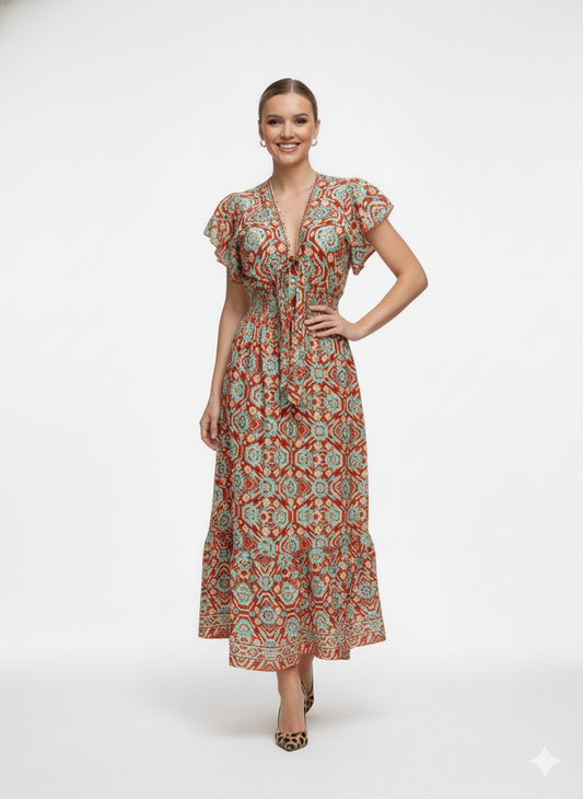 VESTIDO LARGO "AMANECER DORADO"