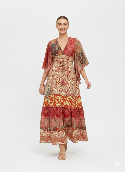 VESTIDO LARGO BOHEMIO "MARIPOSA DEL SOL"