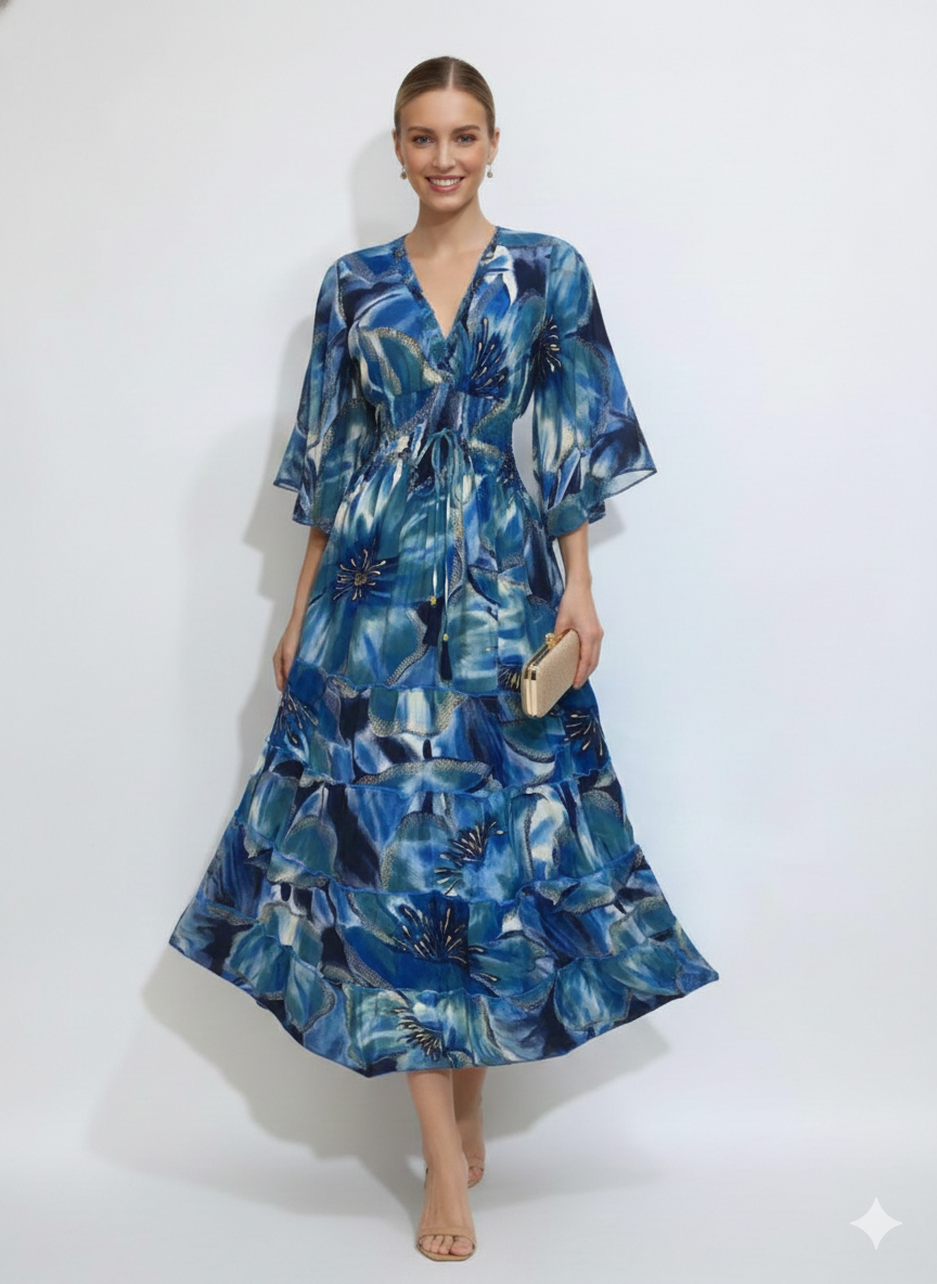 VESTIDO LARGO BOHEMIO "VERANO DE CORAL"