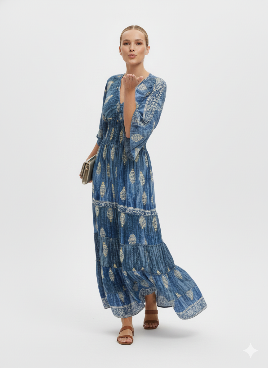VESTIDO BOHO  "RAYO DE CORAL"