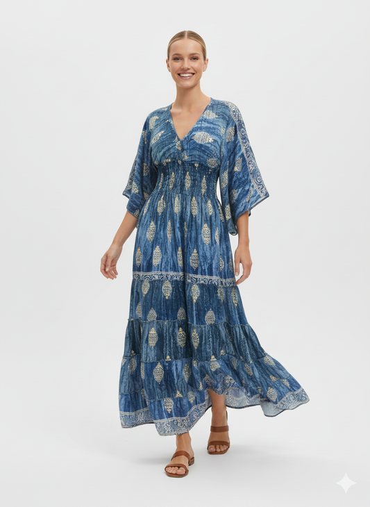VESTIDO BOHO  "RAYO DE CORAL"
