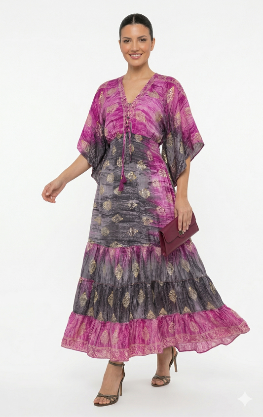 VESTIDO LARGO BOHO "BRUNA DORADA"