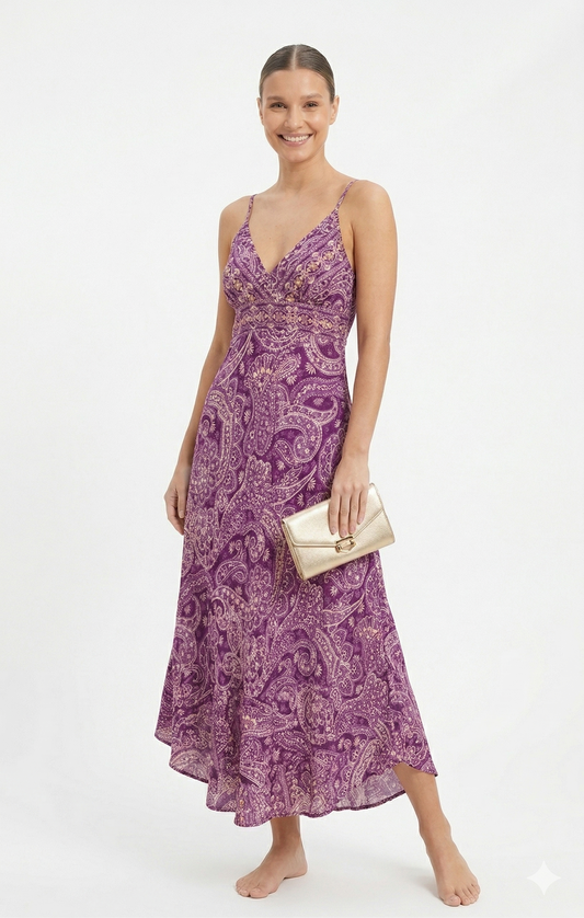 VESTIDO LARGO BOHO "BRUNA DORADA"