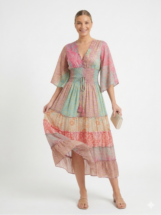 VESTIDO BOHEMIO "BRUNA DE CORAL"