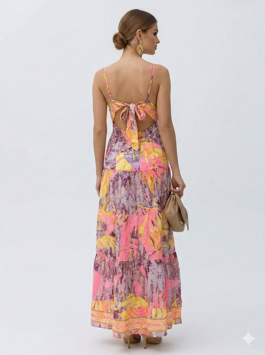 VESTIDO LARGO BOHEMIO "VERANO DE CORAL"