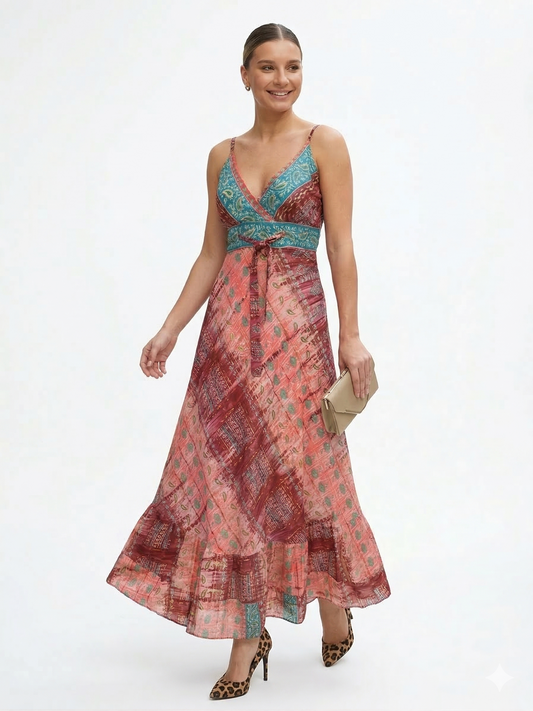 VESTIDO LARGO BOHEMIO "BRISA DORADA"