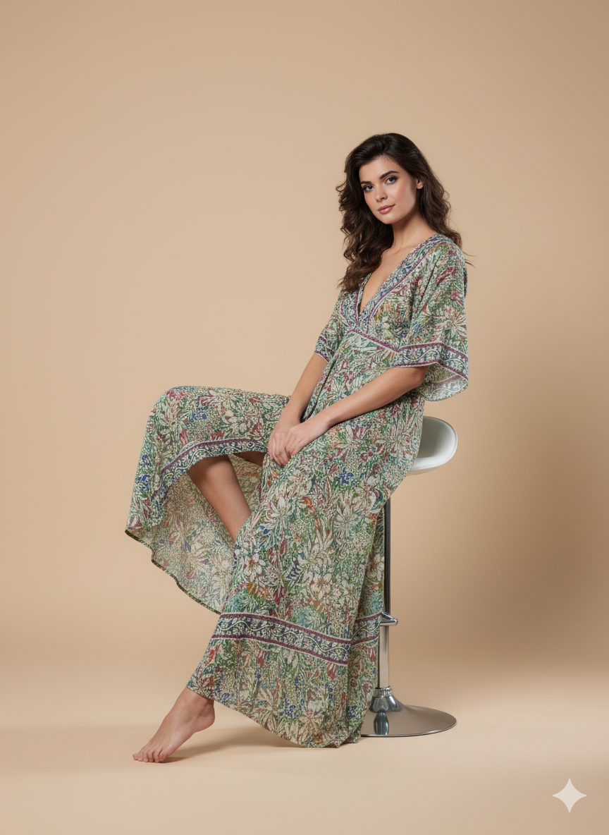 VESTIDO BOHO CHIC "AVENTURA TROPICAL"